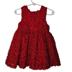 Cat & Jack Baby Dress – Size 18 Months – Red Textured & Fully Lined